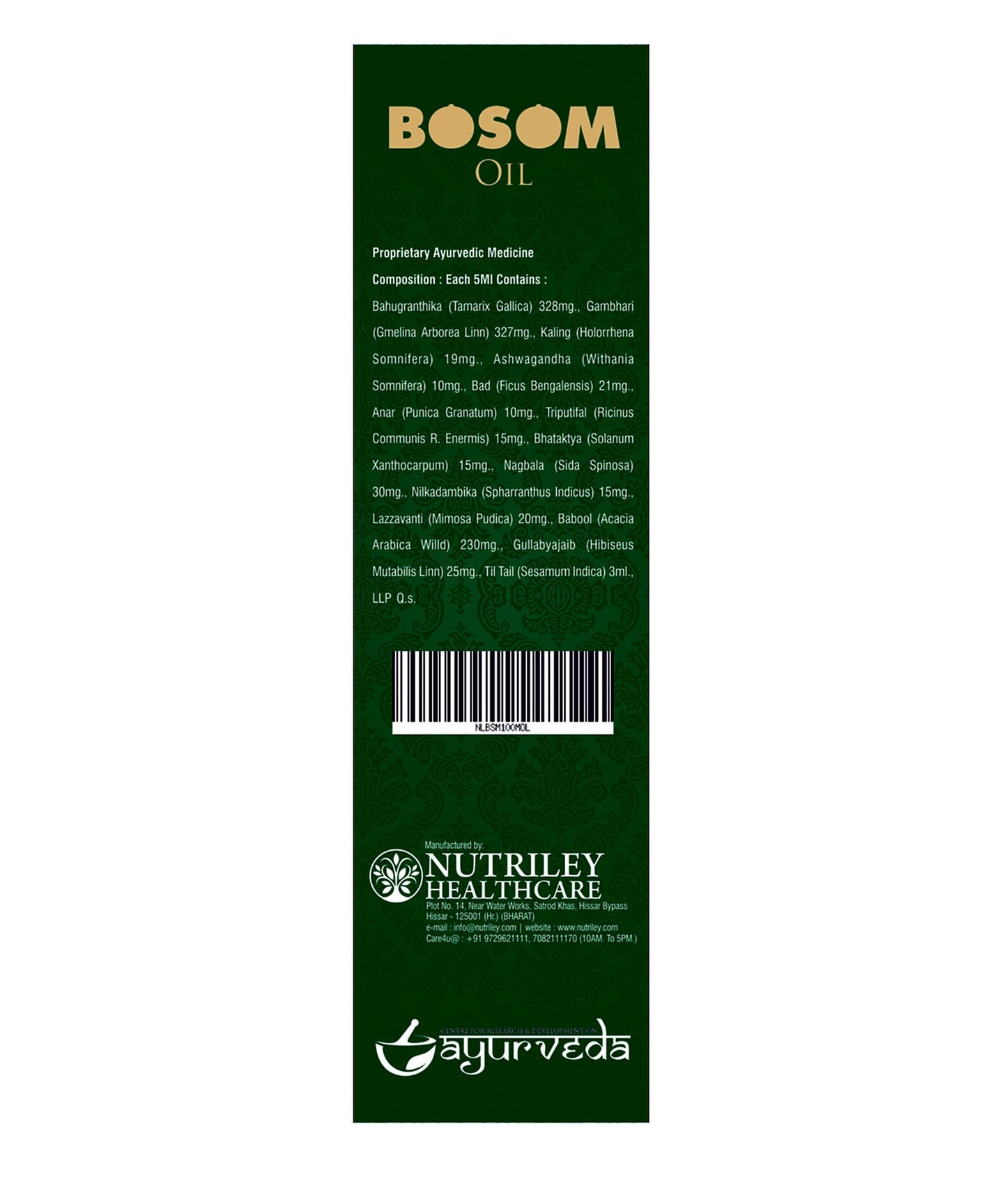 Nutriley Bosom - Breast Enlargement Oil (100 ML)
