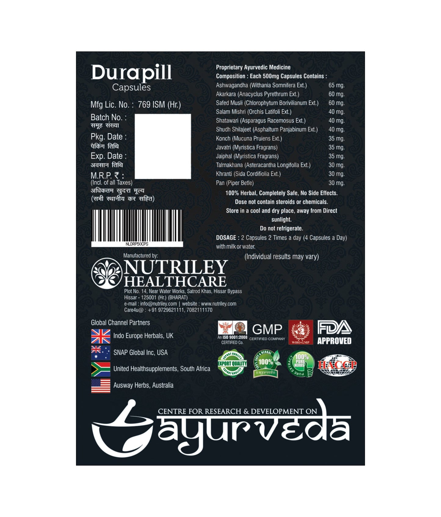 Nutriley Durapill - Sexual Wellness Capsules (50 Capsules)